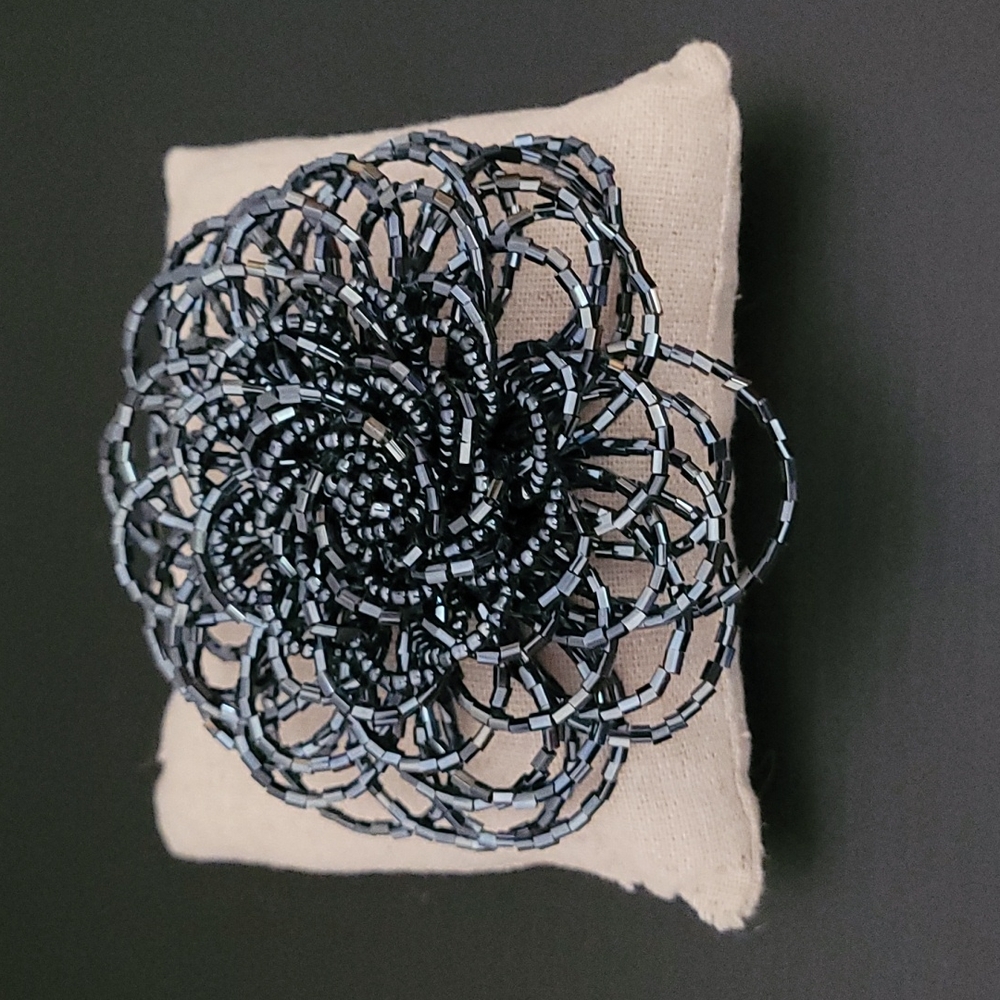 Bugle Bead and Rocaille Brooch